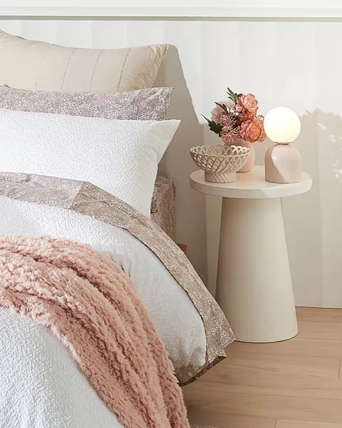White Textured Side Table - No Colour - One Size