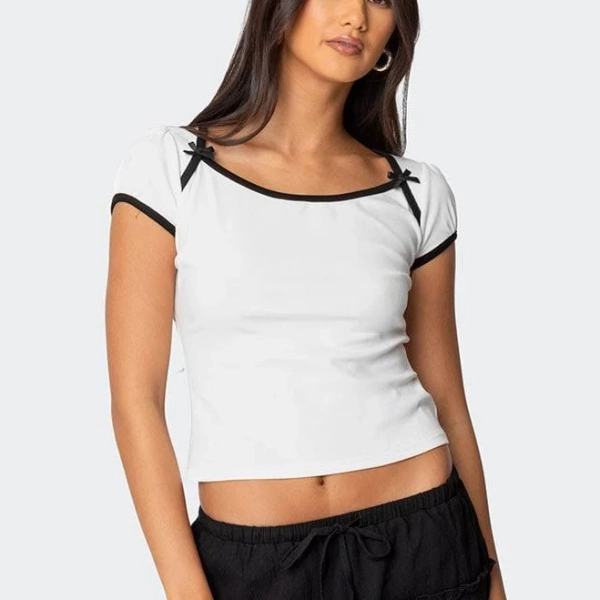 Edikted Women's Rashelle Contrast Bow Top