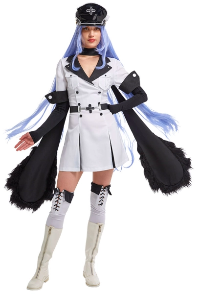 Akame ga Kill Esdeath Cosplay Costume Uniform Dress with Belt Hat Stockings