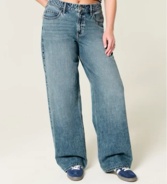 High-Rise Washed Black Baggy Jeans