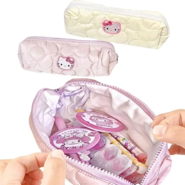 1pc Hello Pencil Kitty Pouch Large Capacity Pen Case Cute Kt Cat Cosmetic Bag Woman Supplies