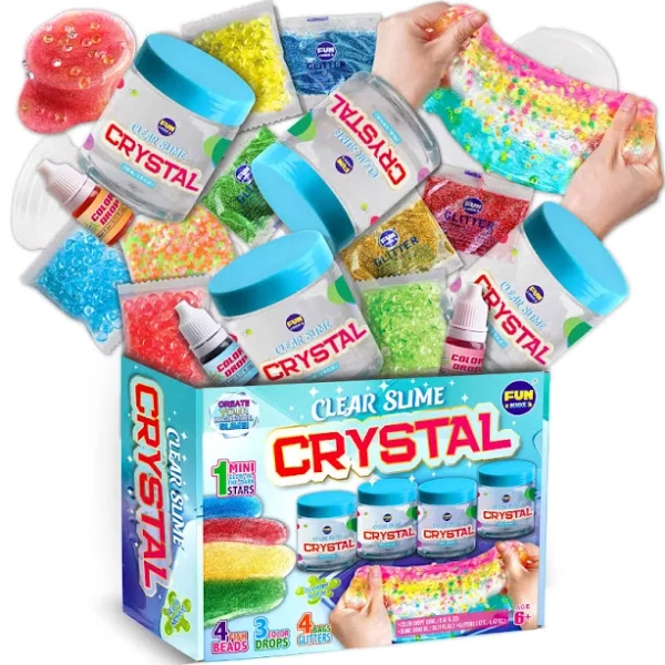 Fun Kidz 4 Pack Huge 1040 ml Glassy Slime Pack Toy Premade Water Crystal Slime Kit