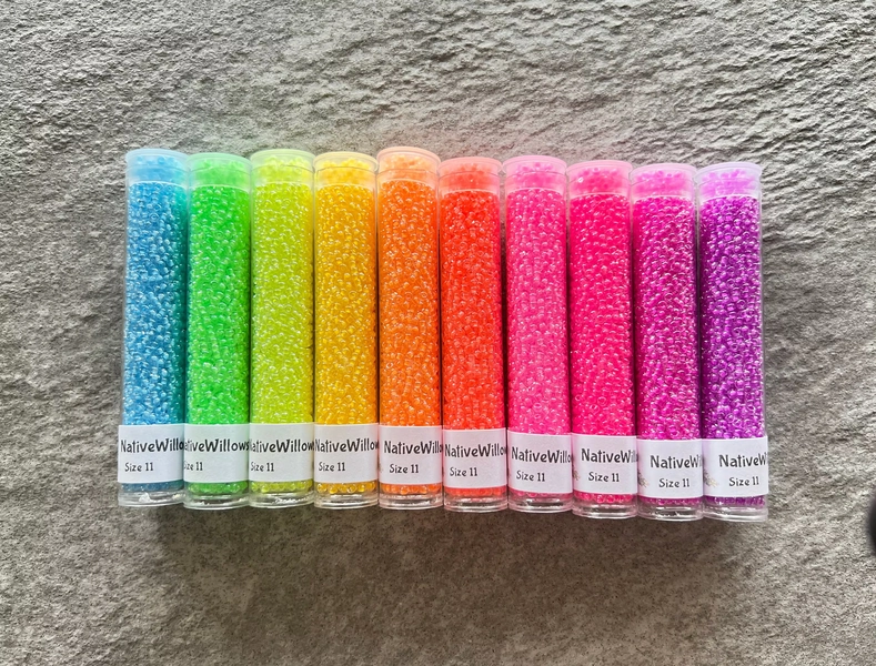Miyuki Seed Beads 11/0, Luminous Japanese, Neon, 3"X 15 gram TUBES X 10 colors