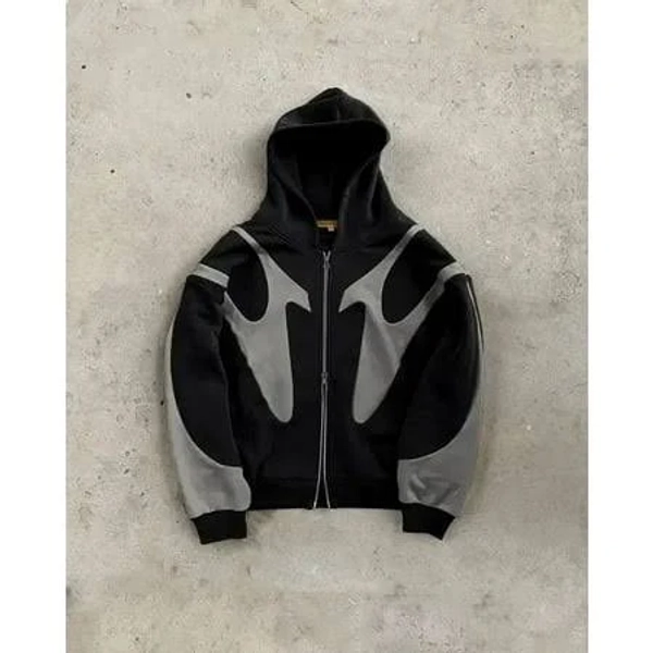 Zhaobin Streetwear Y2K Zip Up Hoodie Men Women New Style Gothic Long Sleeve Jacket Sweatshirt Harajuku Hip Hop Oversized Hoodie Clothes (black,XL),