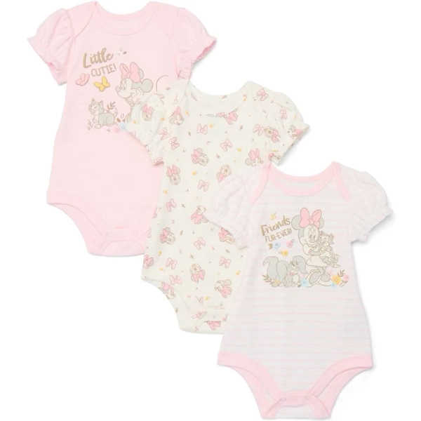 Disney Baby Wishes + Dreams Minnie Mouse Bodysuit 3-Pack