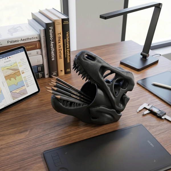 Dinosaur Skull Shaped / Multifunctional Storage Organizer / Creative Desktop Pen Holder Makeup Brush Stand / Plastic Storage Box for Office School Supplies / Easter Halloween Christmas Birthday Gift