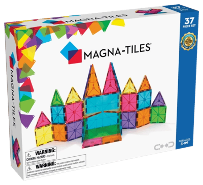 MAGNA-TILES Classic 37 Piece Magnetic Construction Set, The ORIGINAL Magnetic Building Brand, for Child Ages 3+