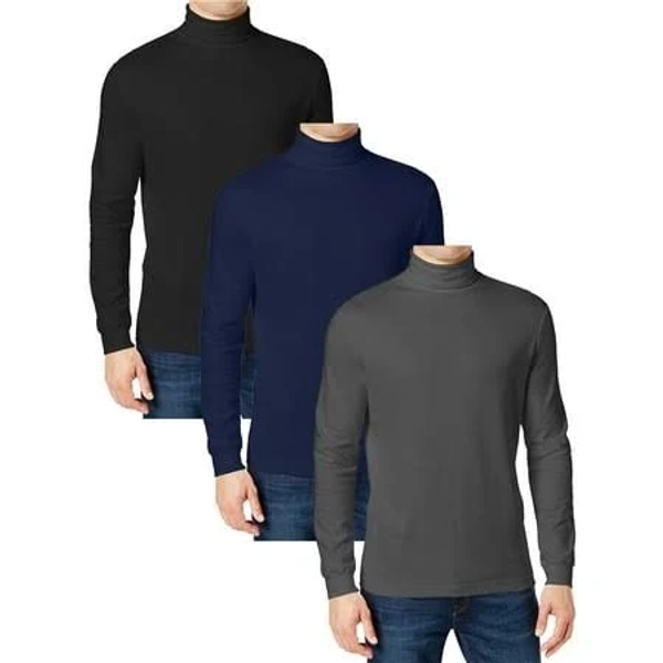 Galaxy by Harvic Men's Long Sleeve Turtle Neck T-Shirt 3-Pack
