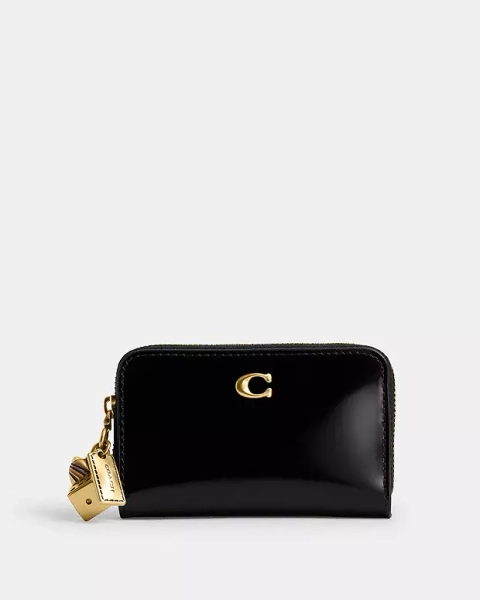 Brass/Black Essential Small Zip Around Wallet With Charms