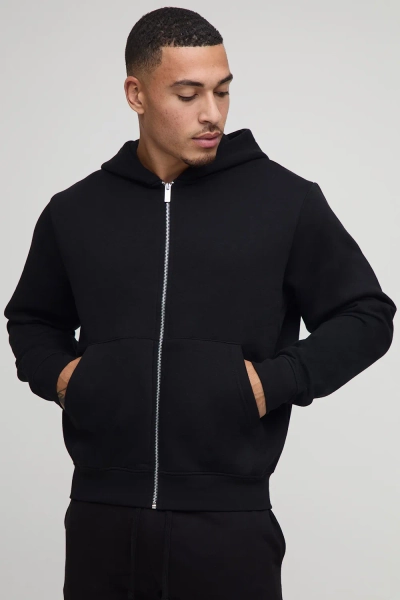 Essential Boxy Zip Through Hoodie