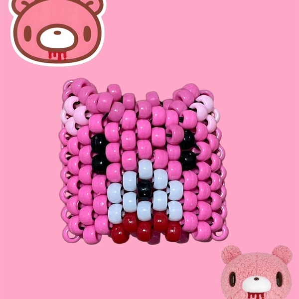 Gloomy bear multi stitch Kandi cuff! 🌈🐻🌸🐽💓 #kawaii...