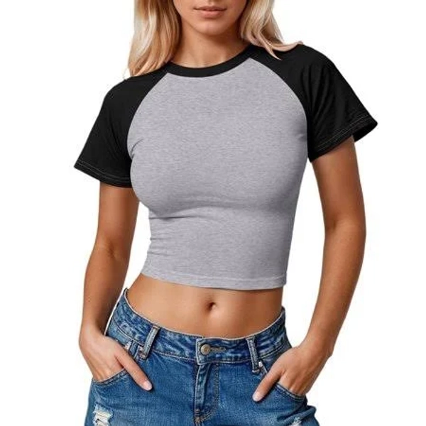 Fshinging Womens Y2K Raglan Short Sleeve Crop Top Summer Patchwork Cropped T Shirts Teen Girls Going Out Tees 2025 Trendy Base Layer, Girl's, Size:
