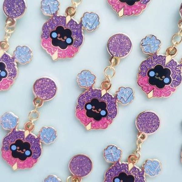 Space Fluff Stud & Hook Earrings | Hard Enamel Nickel Free Gold Jewelry