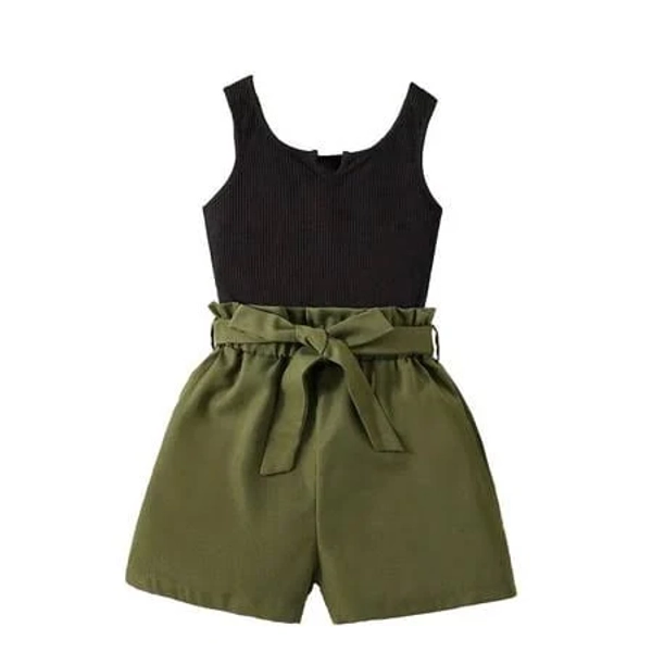 Mikilon Girls' Sleeveless Elastic Waist Drawstring Wide Leg Pants