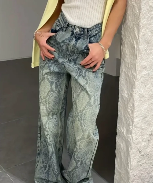 Snake print jeans
