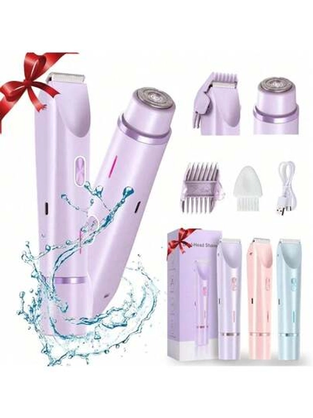 Electric Razors Shaver For Women, 2-IN-1 Women Electric Razor For Leg Arm Face Pubic Area, Cordless Bikini Trimmer Hair Removal For Women With Detachable Head, Painless,Wet & Dry ,Portable Battery-Operated Electric Shaver Epilator & Eyebrow Trimmer For Women - Miniature Facial Hair Removal Device For Face And Body Portable Hair Trimmer Electric Epilator Eyebrow Shaping Tool, Mini Facial Hair Remover, Face Shaver For Women Battery:400 MAh