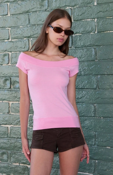 Pink Striped Ginny Off-The-Shoulder Top