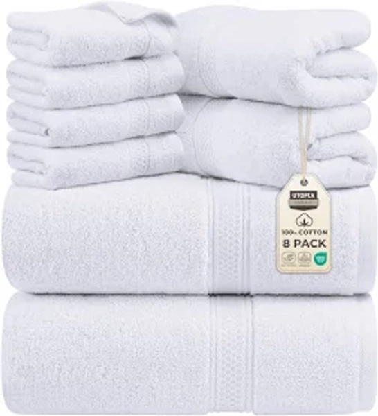 Utopia Towels Ensemble de serviettes bain 8 pièces; 2 Blanc