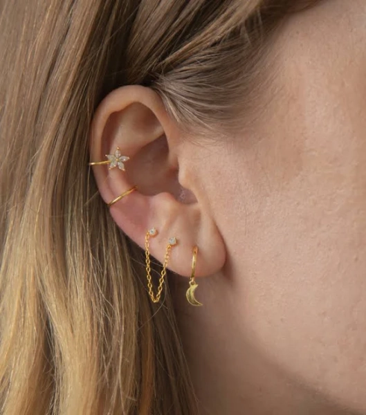 Sterling Silver Flower Ear Cuff