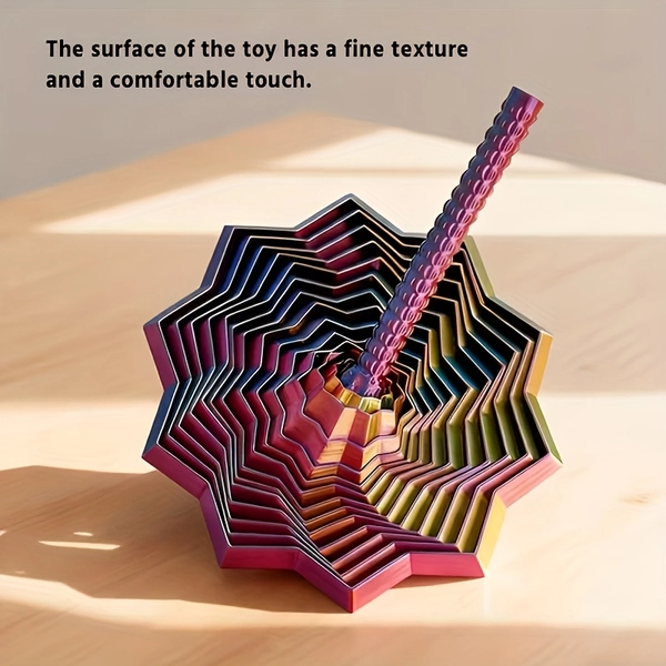 3D Printed Multicolor Star-Shaped Fidget Spinner - Octahedron Sensory Toy with Handle, Precision Fidget Gadget for Adults &, Desk Decor, Focus Aid, Collectible Desktop
