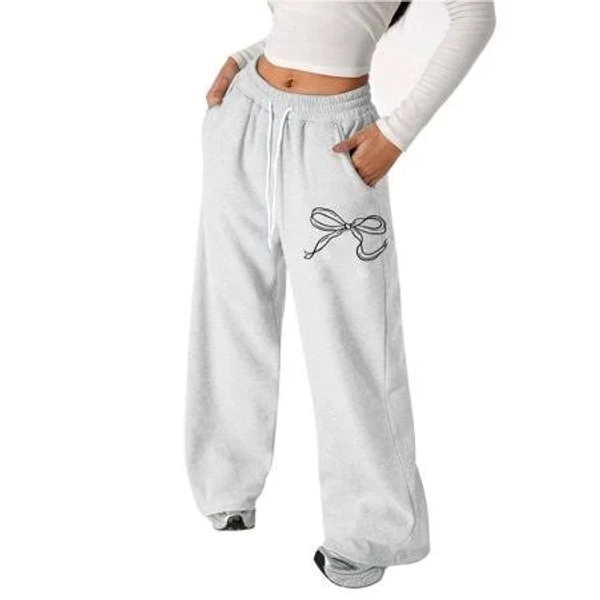 Maihan-style D-Girls Bow Drawstring Baggy Sweatpants,Lightweight Straight Leg Athletic with Pockets Casual Sweatpants,Elastic Waist Playful Comfort