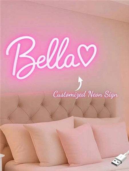 Dimmable Custom Neon Signs Personalized - USB Powered With Button Control Neon Light, Perfect For Wall Decor, Party, Halloween, Thanksgiving, Christmas, Bedroom, Women, Girl, Wedding, Birthday, Game Room & More