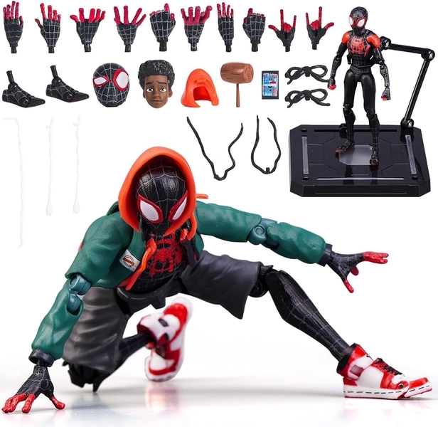 Cyinyin Spider Superhero Action Figure , Into The Spider-Verse Miles Morales Sentinel Sv-Action Figure Exclusive Super Heroes, Moveable Pvc Figure Collectible Model Figurine Statue