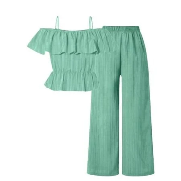 Girl's Off Shoulder Strap Crop Top and Pants Set