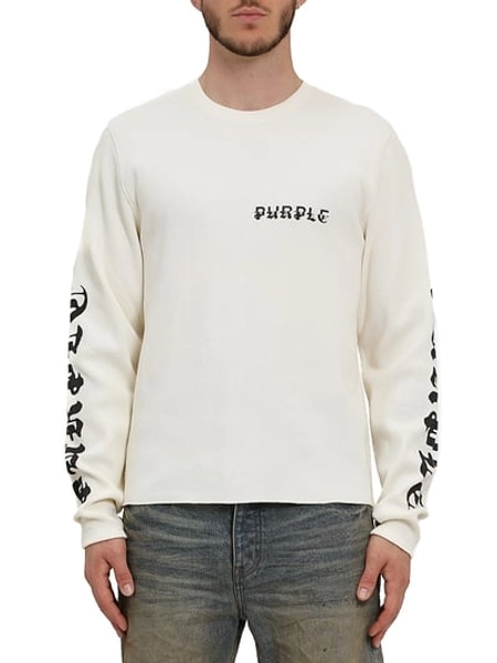 Purple Brand Men's Logo Waffle-Knit Long-Sleeve T-Shirt - White - Size XL