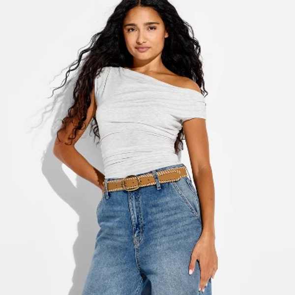 Women's Off the Shoulder Tank Top - Wild Fable™ Heather Gray S