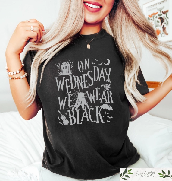 On Wednesdays We Wear Black Shirt: Goth Spooky Season Tee
