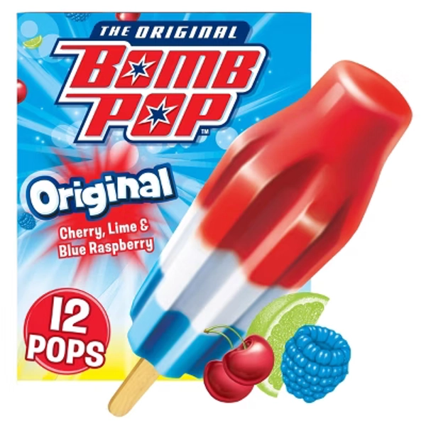 Bomb Pop Original (Cherry, Lime, Blue Raspberry) Frozen Bars - 12pk/21 fl oz