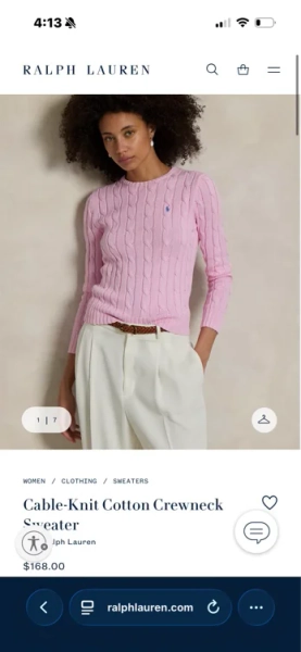 RALPH LAUREN: Cable-Knit Cotton Crewneck Sweater | Ralph Lauren