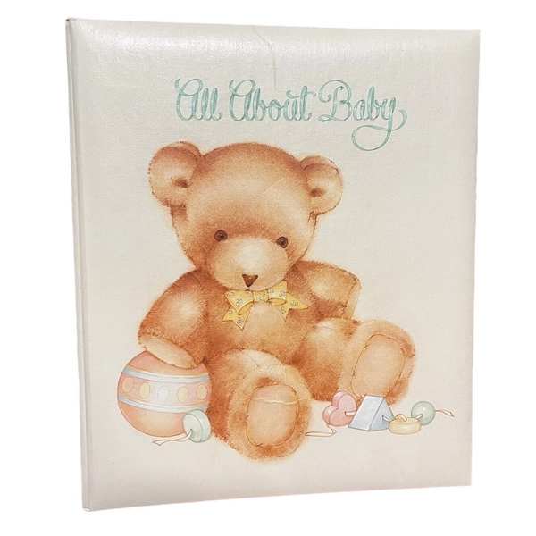 Hallmark All About Baby Book Teddy Bear Keepsake Scrapbook Album Vintage 1980s