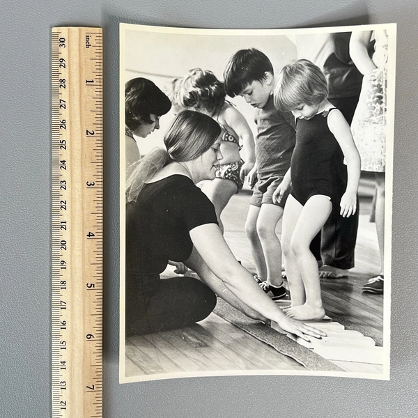 Vintage 1970s Photo Children Gymnastics Class Sensory Balance Blocks 5x7 Candid