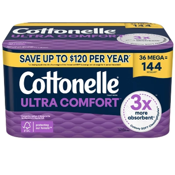 Cottonelle Ultra Comfort Toilet Paper - 36 Mega Rolls: 244 Sheets Per Roll