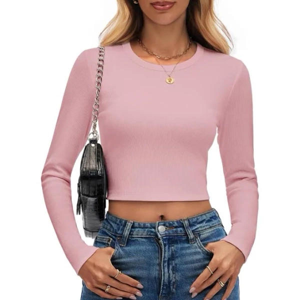 Women's Ribbed Long Sleeve Crop Top