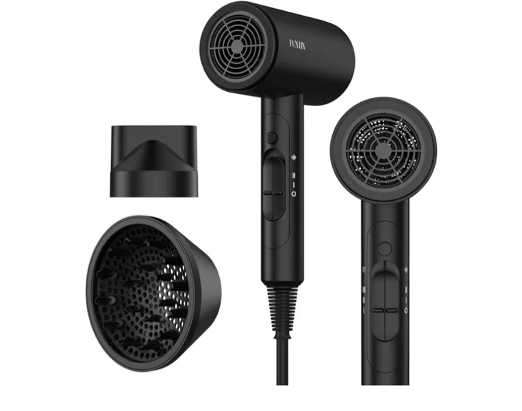 Amazon.com : FUNTIN Hair Dryer, Blow Dryer with Diffuser Brush Comb for Women 4C Thick Curly Hair 1800w-Professional Black : Beauty & Personal Care