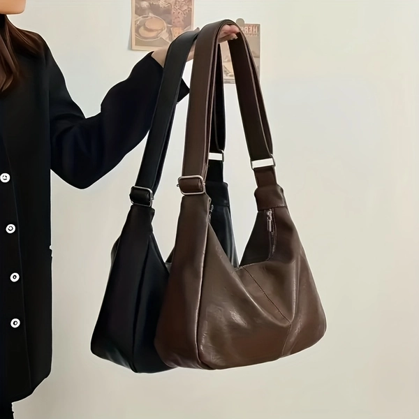 Back-to-School Season Women's Large Capacity Tote Bag Crossbody Bag - Elegant Golden Hardware, Zipper Closure, Lined Interior, Golden Hardware, Comfortable Shoulder Strap, Coffee Brown and Black, Versatile for Work, Travel, and Daily Use - Durable