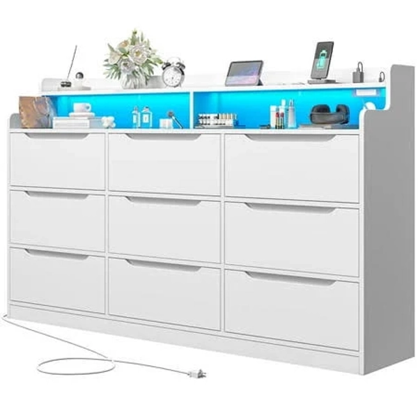 Enhomee 9 Drawer Dressers with LED Light