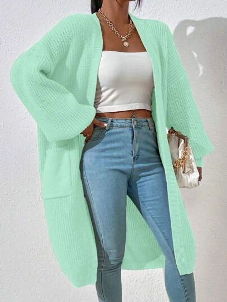 Chiquease Solid Color Simple Stylish Cardigan With Pockets, Long Sleeve,Long Sleeve Tops
