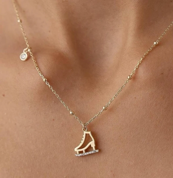 14K Gold Ice Skating Necklace