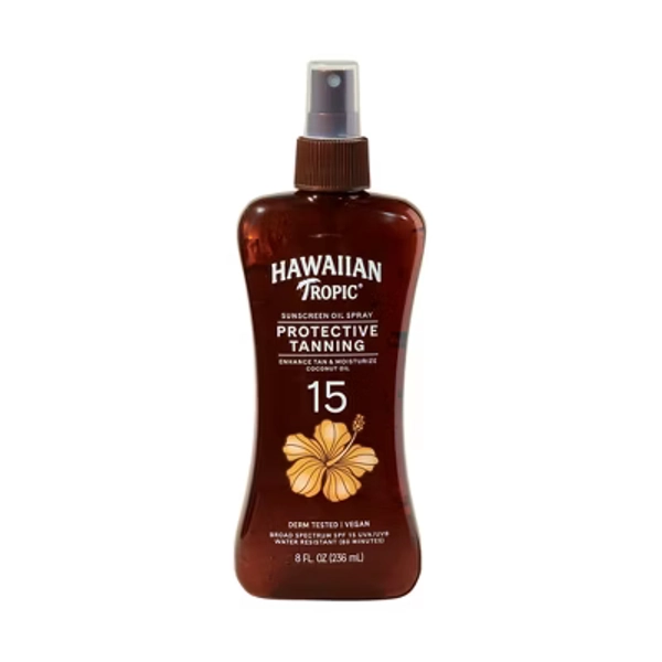 Hawaiian Tropic Tanning Oil Pump Spray - SPF 15 - 8 fl oz: Tropical Scent, Whole Body Application
