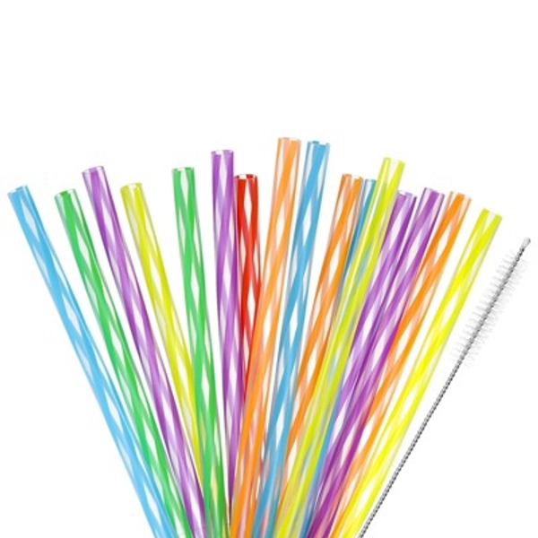 Unique Bargains Reusable Colorful Printing Glass Straws with One Cleaning Brush 48 Pcs 5.91"