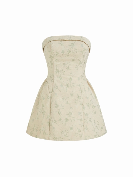 Holiday Dress special occasion dresses Jacquard Jacquard Floral Tie Back Mini Bandeau Dress For Date
