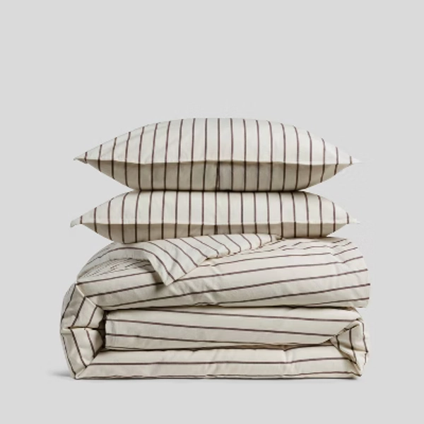 King/California King Casual Organic Cotton Wide Stripe Duvet Cover Set French Press Stripe - Parachute for Target