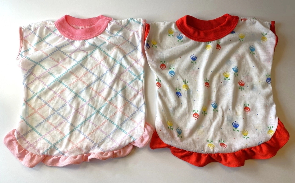 Set of 2 Vintage 80s Bates-Jama Size Toy Doll Shirts Nightgowns Pajamas