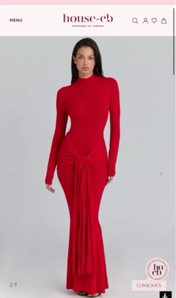 Imogen Scarlet Red Hip Drape Maxi Dress