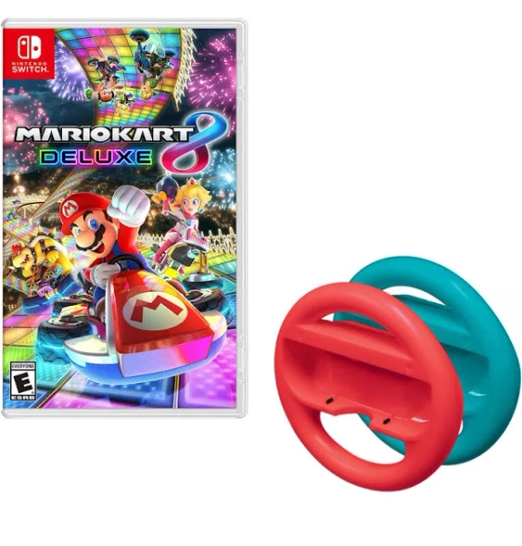 Mario Kart 8 Deluxe Red and Blue Steering Wheels