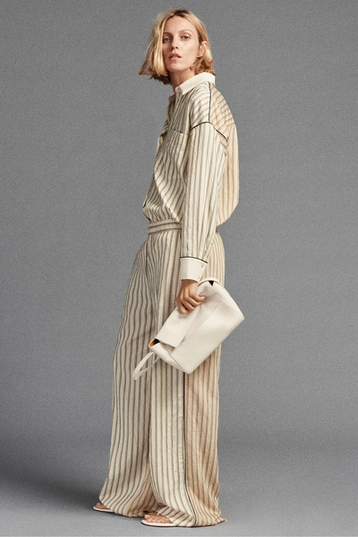 ZW COLLECTION CONTRAST STRIPED TROUSERS - Ecru - XS